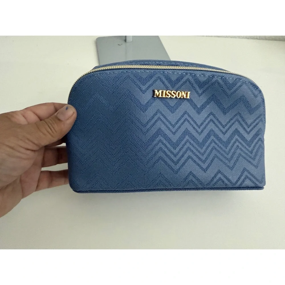 Missoni‎ for Delta Blue Chevron Zigzag Travel Amenity Pouch Makeup Bag Accessory